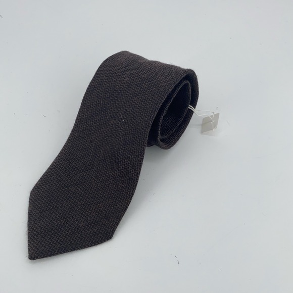 Eton Tie Mens One Size Brown Patterned Wool Blend Luxury Necktie Italy Made